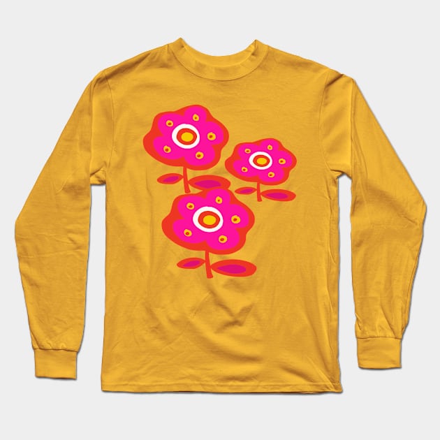 Hot Pink Daisy Flowers Long Sleeve T-Shirt by AshleyWilksArt